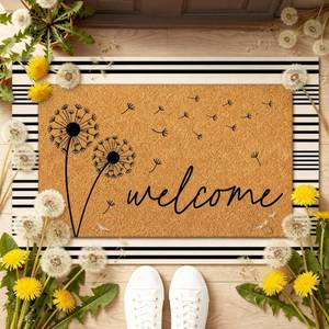 lot 873 image: Tinideya 2 Pcs Summer Door Mat Dandelion Welcome Non Slip Spring Coir Mats Floor Layering Doormats Seasonal for Front Porch Entryway Decor(Dandelion) - Retail $28