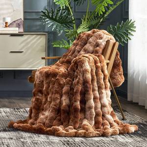 lot 878 image: Cozy Bliss Faux Fur Throw Blanket for Couch, Fuzzy Soft Plush Thick Bubble Blanket for Sofa Bedroom Living Room, 50  60 Inches Tie Dye Brown - Retail $56