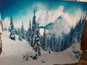 lot 881 image: Haboke Abstract Professional Photography Backdrop for Portrait Photo Props Booth Background Photoshoot Studio with Polyester Fabric Roller Pocket on Top (8x12ft,Blue,No Stand) - Retail $70