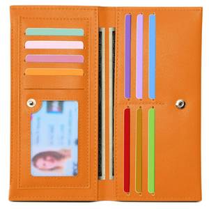 lot 882 image: Tipmile Slim Wallet for Women, RFID Blocking Credit Card Holder, Ladies Bifold Wallet with Zipper, Orange - Retail $14