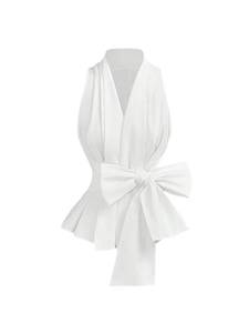 lot 884 image: SOLY HUX Womens Tie Front Peplum Tank Top Summer Wrap Collar V Neck Evening Party Blouse Plain White Small