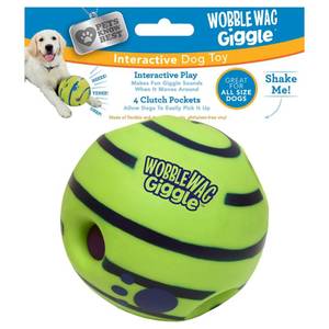 lot 889 image: Wobble Wag Giggle Ball, Interactive Dog Toy, Fun Giggle Sounds When Rolled or Shaken, Pets Know Best, As Seen On TV - Retail $15