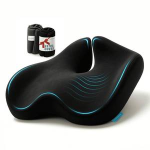 lot 908 image: Extra Large Memory Foam Seat Cushions for Office Chairs, Pressure Relief Seat Cushion for Tailbone Pain Relief, Sciatica & Back Pain, Ergonomic Office Chair Cushion for Long Sitting & Driving (Black) - Retail $60