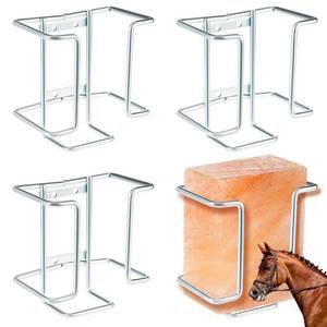 lot 925 image: Teenyyou 4 Pack 4lb Salt Block Holder for Deer, Horses, Mineral Block Holder, Metal Salt Lick Blocks for Deer Horses Goat, Rust Resistant Livestock Feeder Outdoor(Sliver) - Retail $23