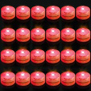 lot 929 image: Mini Submersible LED Light, 24pcs Red Waterproof Flameless Candles Tealights, Underwater Batteery Powered Tea Lights for Wedding Home Vase Festival Party Decoration
