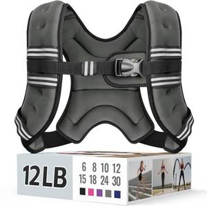 lot 941 image: Zeerun Weighted Vest for Women & Men with Reflective Stripe and Adjustable Buckle, Comfortable & Durable Rucking Vest for Walking, Running & Strength Training, 12LBS-Gray - Retail $25