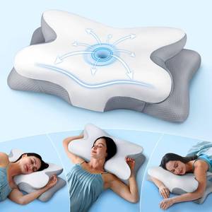 lot 967 image: Cozyplayer Effective Pain Relief Cervical Neck Pillow for Sleeping, Ergonomic Cooling Side Sleeper Pillow for Neck Support, Odorless Contour Memory Foam Pillows, Bed Pillow for Stomach Back Sleeper - Retail $34