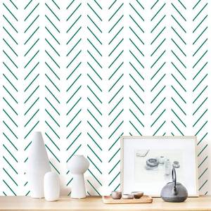 lot 973 image: Erfoni Green and White Peel and Stick Wallpaper Herringbone Contact Paper for Bathroom 17.7inch x 118.1inch Modern Geometric Removable Wallpaper Peel and Stick Line Self Adhesive Contact Paper - Retail $9