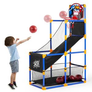 lot 974 image: JOYIN Arcade Basketball Game Set with 4 Balls and Hoop for Kids 3 to 12 Years Old Indoor Outdoor Sport Play - Easy Set Up - Air Pump Included - Ideal for Competition - Retail $43