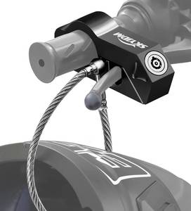 lot 995 image: SKYJDM Motorcycle Lock Combo - Helmet and Brake Anti-Theft Grip for All Motorcycle, Bike, ATV, Scooter With Handlebar Diameters Within 1.3-1.5 Inches (Black) - Retail $30