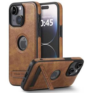 lot 1000 image: KSELF Leather Case for iPhone 15 Plus Case, Thin Flexible Soft Grip Luxury Cover, Protective Slim with Kickstand Shockproof Phone Cases Compatible with iPhone 15 Plus 6.7, Brown - Retail $20