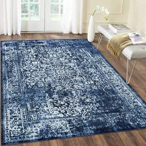 lot 20296 image: vivorug 5x7 Area Rugs, Stain Resistant Washable Rug for Living Room, Vintage-Inspired (Navy Blue, 5x7) - Retail $80