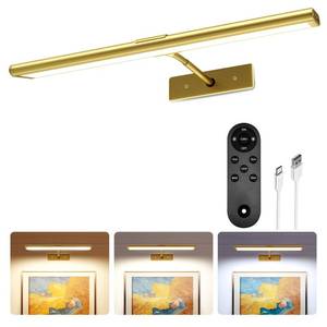 lot 20297 image: EZVALO Picture Light for Wall, 4800mAh Rechargeable Wireless Remote, 16in Dimmable Magnetic LED Art Display Light with 3 Color Temperatures, for Gallery, Living Room, Bedroom, Hallway (Gold) - Retail $39