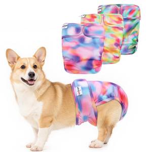 lot 20298 image: UNIPUP Female Dog Diapers Reusable No Tail Hole Period Panties Washable 3 Pack Diapers Female for Docked-Tail Frenchie French Bulldog Boston Terrier Without Tail U-WWD03M - Retail $20
