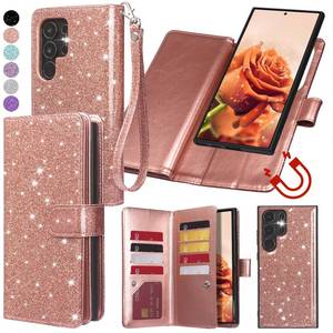 lot 20327 image: Varikke for Galaxy S25 Ultra Wallet Case Detachable with RFID Blocking Card Holder for Women, Glitter Leather Strap Magnetic Flip Removable Phone Case for Samsung Galaxy S25 Ultra 6.9, Rose Gold - Retail $25
