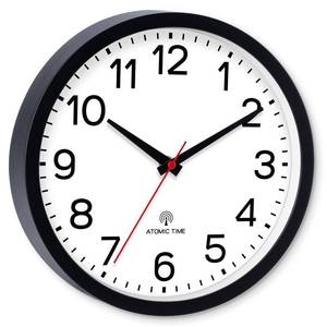 lot 20333 image: AKCISOT Atomic 12 Inch Wall Clock Analog Clocks for Indoor Kitchen, Battery Operated Clock for Bedroom Office Classroom Living Room(Black) - Retail $32