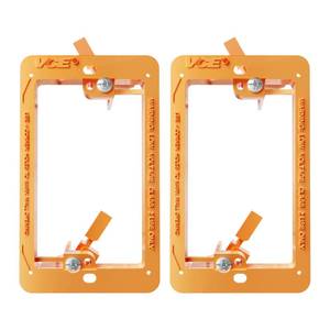 lot 20336 image: VCE Low Voltage Mounting Bracket 2 Pack, Flush Low Voltage Box for Single Gang Wall Plate, Telephone Wires, Network Cables, HDMI, Coaxial, Speaker Cables, Orange - Retail $7