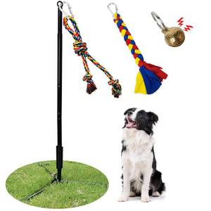 lot 20345 image: PRE OWNED SYOOY Tether Outdoor Dog Toy,Interactive Exercise Game in Yard Park Tug of War for Large Medium Small Dog Puppy with 2 Rope Toy and Bell Pull Chase and Solo Play - Retail $50