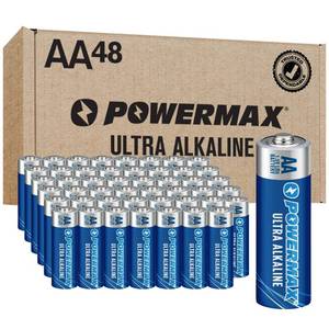 lot 20359 image: Powermax 48-Count AA Batteries, Ultra Long Lasting Alkaline Battery, 10-Year Shelf Life, Reclosable Packaging - Retail $15