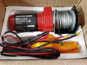 RUGCEL WINCH 2000lb,for ATV, with Steel Cable,ATV Winch with Wired Manual Remote Control Switch,with Mounting Plate,with Roller Fairlead&Hook - Retail: $159