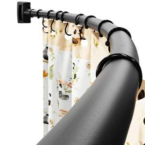 lot 20372 image: Abiglifty 36-75 Inches Curved Shower Curtain Rod, Adjustable Splicing Shower Curtain Rod, Rustproof Curved Shower Rods, Round Shower Rod for Bathroom, Bathtub, Stall, Need to Drill,Black - Retail $14