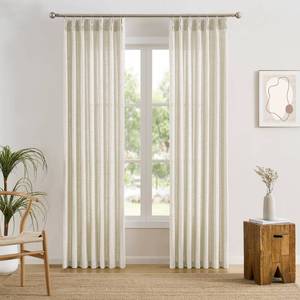 lot 20374 image: RAIN CITY Natural Pinch Pleated Curtains 120 Inches Long Set of 2, Linen Drapes Back Tab with Hooks,Light Filtering Window Curtain Panels for Living Room 42 Width 120 Length 10 FT - Retail $48