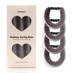 lot 20375 image: Heatless Hair Curler Set �� 4PCS Velvet Overnight Blowout Rods for Heatless Curls, Jumbo Flexible Curling Rods to Sleep In, No Heat Curling Tools for Natural Waves and Curls Brown - Retail $10