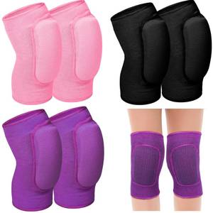lot 20377 image: Hungdao 3 Pairs Volleyball Knee Pads for Kids Soft Breathable Brace Non Slip Padded Sponge Knee Support for Girls Boys Dance, Football, Skating, Running, Youth Sports(X-Small,Pink, Purple, Black) - Retail $14