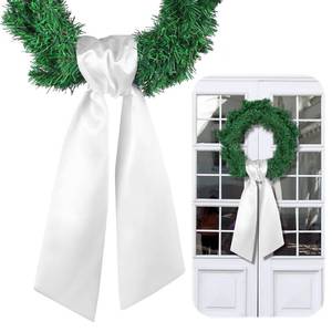 lot 20383 image: VitalCozy Wreath Sash for Front Door Blank Satin Wreath Sash Embroidery Monogram Plain Ribbon Accessories for Xmas Party Yard Doorway Indoor Outdoor Wall(4.5 X 56,White) - Retail $16
