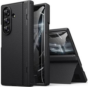 lot 20406 image: BXYJY for Samsung Galaxy Z Fold 7 Case with Stand, Front Screen Protector, Hinge Protection, Slim & Rugged, Full Body Hard Cover, Daily Drop Protective Phone Case for Samsung Z Fold 7 5g 2025, Black - Retail $35