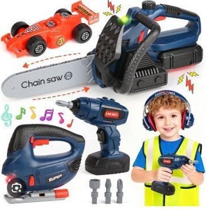 lot 12048 image: Childrens Pretend Play Tool Set with Power Tools and Accessories