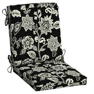lot 1359 image: ARDEN Outdoor Dining Chair Cushion 20 x 20  Ashland Black Jacobean - Retail $146