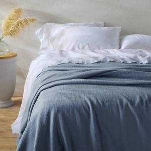 lot 9792 image: King Cotton Slub Blanket Mineral Blue - Casaluna - Retail $80