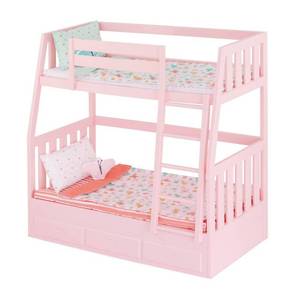 lot 9804 image: Our Generation Dreams for Two Pink Bunk Beds Accessory Set for 18in Dolls - Retail $45