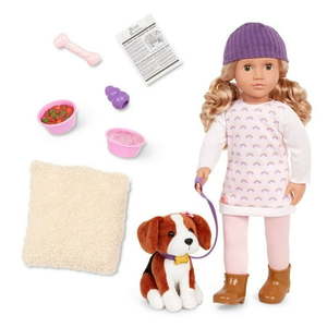 lot 9813 image: Our Generation Ember &amp Elsie 18in&nbsp Doll &amp Pet Set - Retail $48