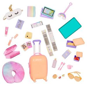 lot 9814 image: Our Generation Over the Rainbow Luggage Accessory Set for 18in Dolls - Retail $30