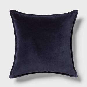 lot 9826 image: Velvet Reverse Oblong Dec Pillow Navy - Threshold Indoor Cotton Fabric, Polyester Filled, Square Shape, Sewn Seam Closure - Retail $25