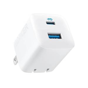 lot 9871 image: Anker 2-Port 33W Wall Charger - White USB & USB-C, Quick Charge - Retail $25