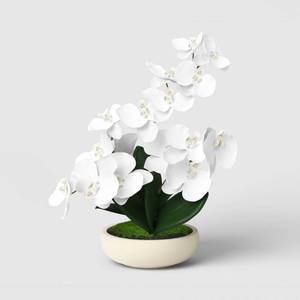 lot 9900 image: 16in Artificial Orchid Dish Garden - Threshold - Retail $20