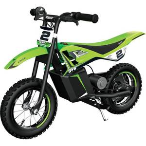 Razor SX125 12V(100W) McGrath Dirt Electric Bike - Green: Steel Frame, 12.5in Wheels - Retail: $240