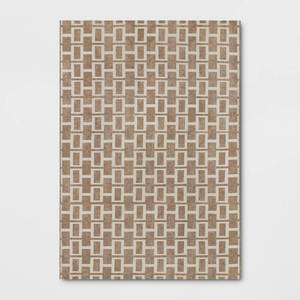 lot 9923 image: 7x10 Modern Geometric Outdoor Area Rug Tan - Threshold - Retail $140