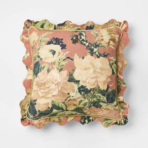 lot 9934 image: Square Floral Bloom with Scallop Flange Rose Throw Pillow - Threshold - Retail $30