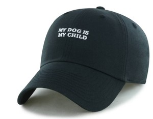 lot 9835 image: Lifestyle Adult My Dog is My Child Cotton Baseball Hats - Black Adjustable Slide Closure - Retail $20