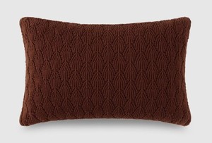 lot 9906 image: Jeremiah Brent Home 20x12 Cotton Knitted Pointelle Lumbar Accent Pillow Raisin  - Retail $30