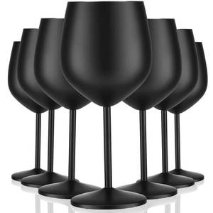 lot 5050 image: Zopeal 8 Set Stainless Steel Wine Glasses 18 oz Stainless Steel Stem Wine Goblets Unbreakable Metal Cups for Outdoor Camping Travel Picnic Christmas Party Wedding Anniversary Birthday Event (Black) - Retail $56