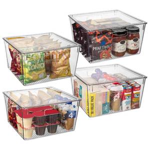 CLEARSPACE 4 Plastic Storage Bins with Lids XL Perfect Kitchen Organization or Pantry Storage Fridge Organizer, Pantry Organization and Storage Bins, Cabinet Organizers - Retail: $51