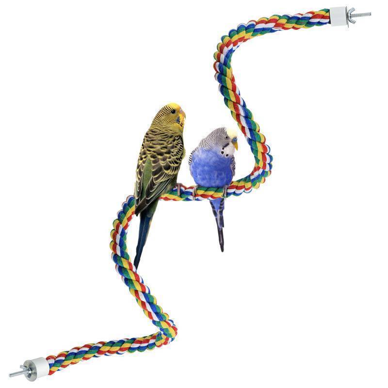 lot 34787 image: Bird Rope Perches for Parrots, Cockatiels, Parakeets, Budgie Cages Comfy Birds Colorful Rope Toy (41inch Metal nut) - Retail $9