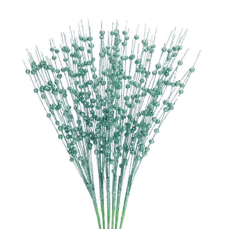 lot 61903 image: Felice Arts 6 Pack Green Artificial Glitter Berry Stems 15.7 Fake Christmas Picks Decorative Glitter Sticks for Christmas Tree Vase DIY Wreath Crafts Fireplace Decor 