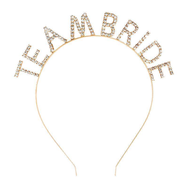 lot 61995 image: Gold Team Bride Headband Bachelorette Party Decorations Rhinestone Bridesmaid Headbands for Bridal Shower, Bachelorette Party, Wedding - Retail $7