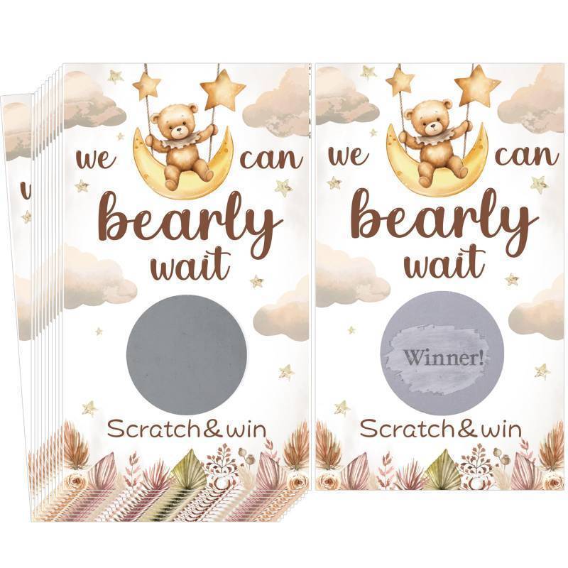 lot 62008 image: 60 Pack Bear Baby Shower Scratch Off Cards We Can Bearly Wait Scratch Off Bear Theme Party Scratch Off Cards Baby Shower Gender Reveal Party Supplies